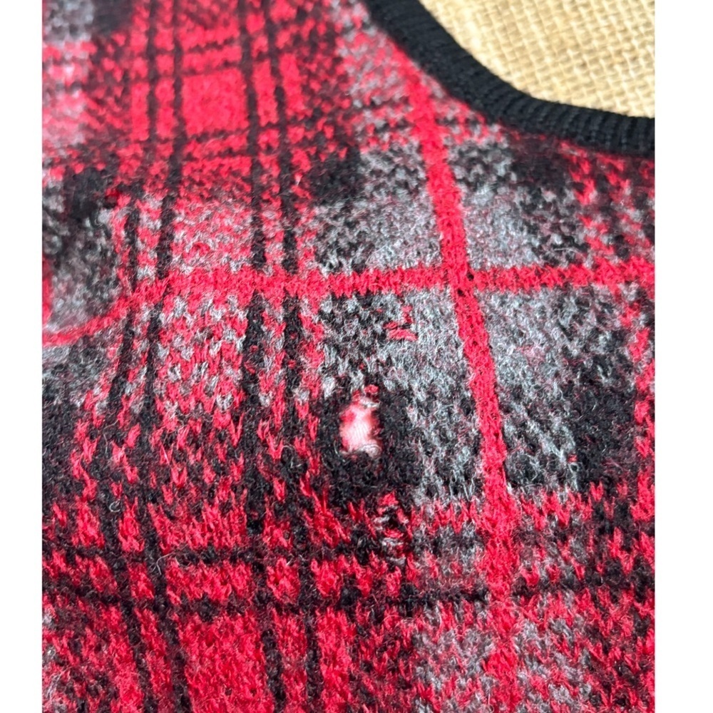 Vintage Scottie Dog Plaid Zip Up Wool Vest PS Cottage Core Twee DAMAGED READ - Picture 4 of 7